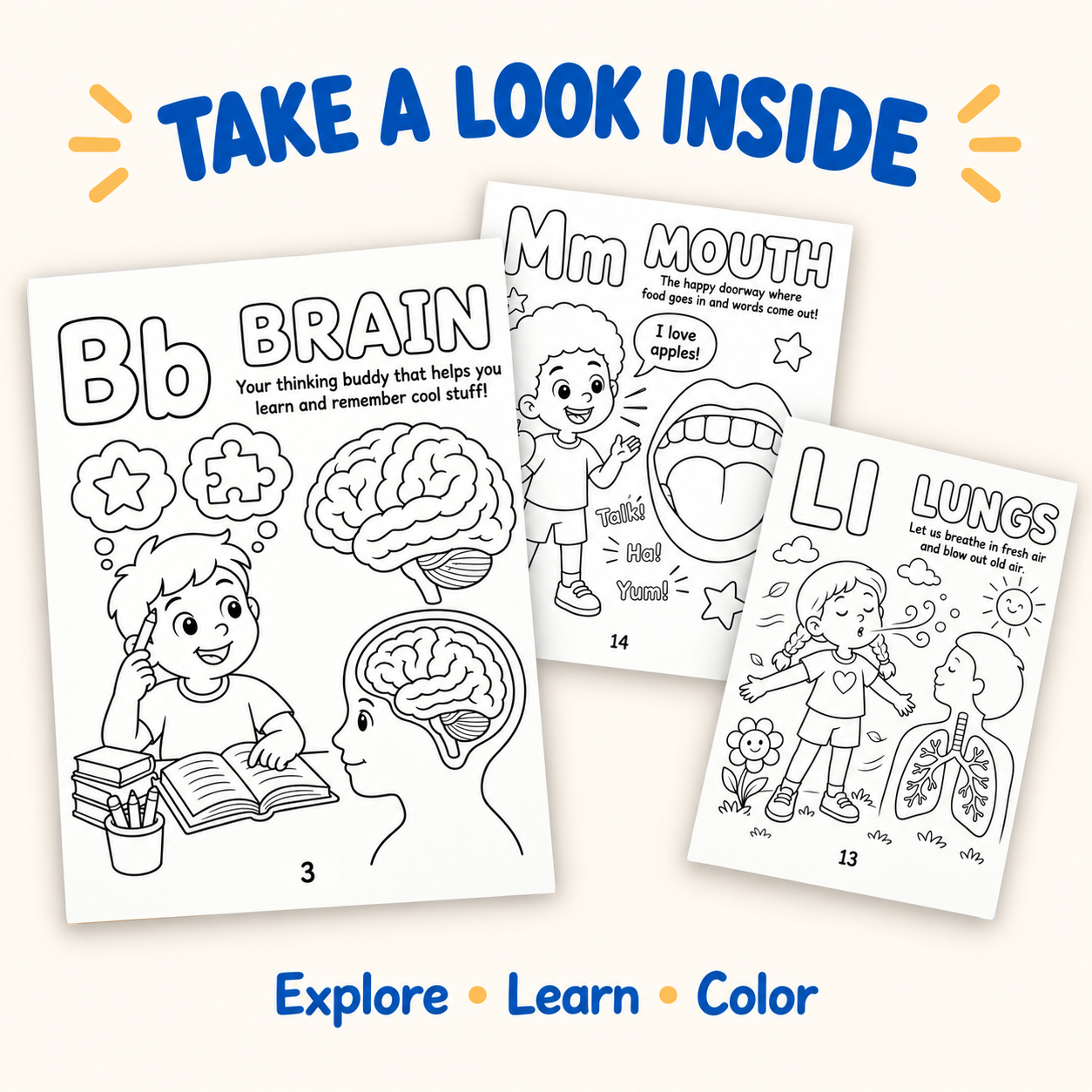 Exploring the Alphabet of Human Anatomy | Learning & Coloring Book - Image 3